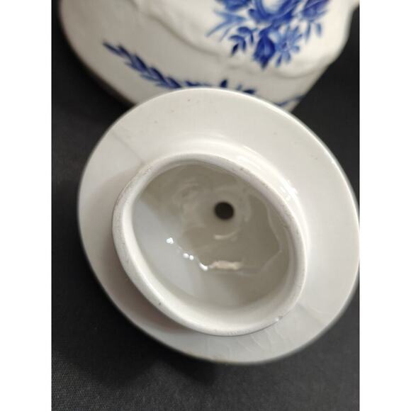 Vintage J & G Meakin Dresden Blue Covered Sugar Bowl w/ Lid Made in England - Picture 11 of 11